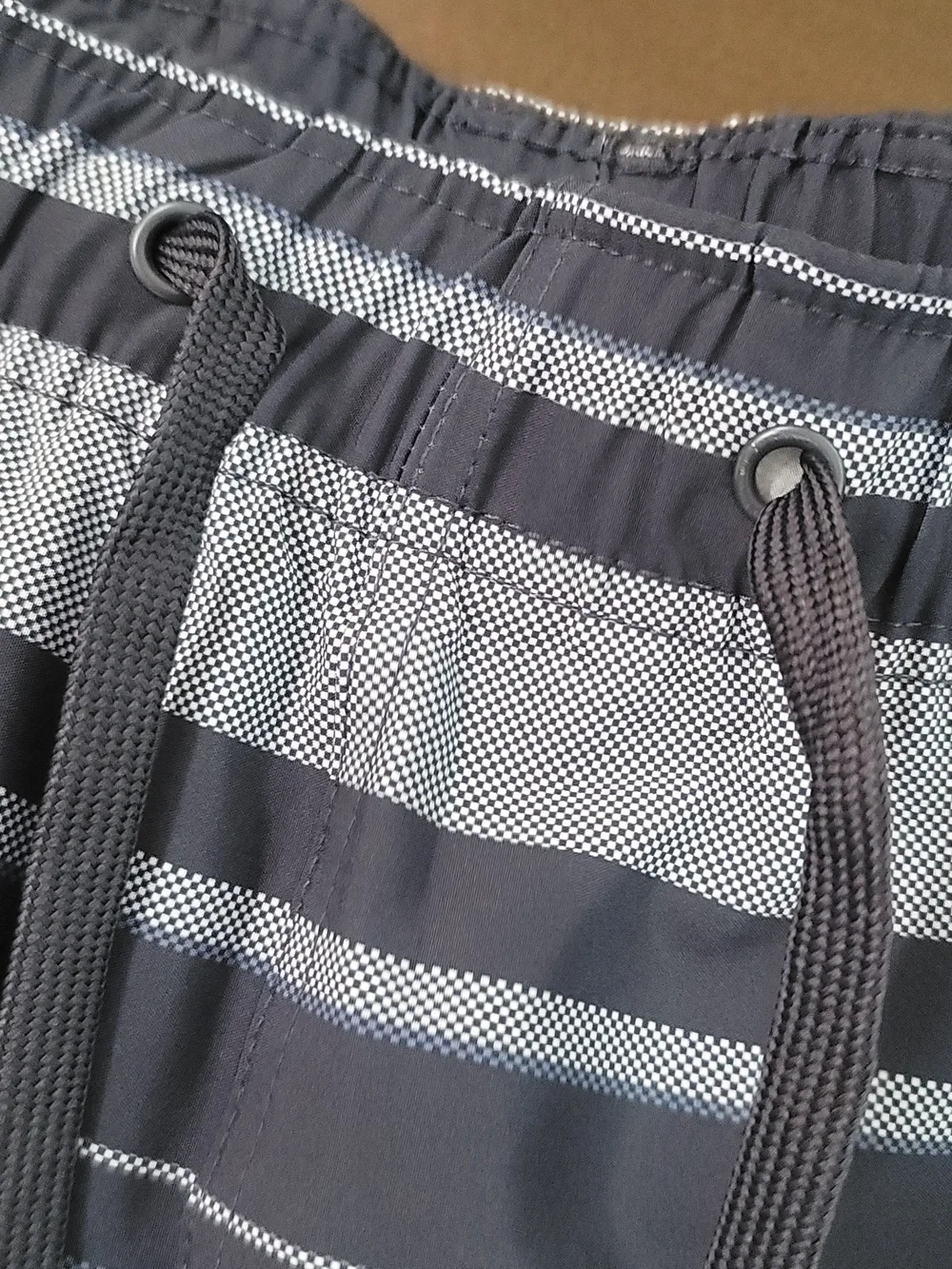 Nautica Navy and Light Blue Striped Swim Shorts